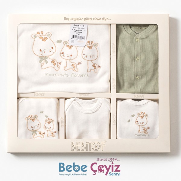 ست بیمارستانی ۱۰ تکه بِبیتوف Bebitof طرح زرافه رنگ سبز —3