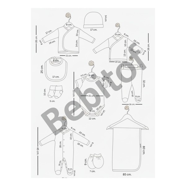 ست بیمارستانی ۱۰ تکه بِبیتوف Bebitof طرح موتور رنگ کرم —5