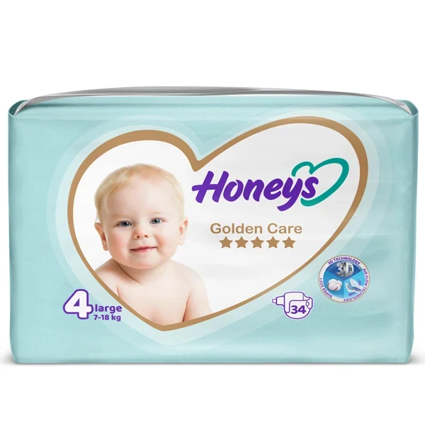 پوشک هانیز Honeys سایز ۴ بسته ۳۴ عددی