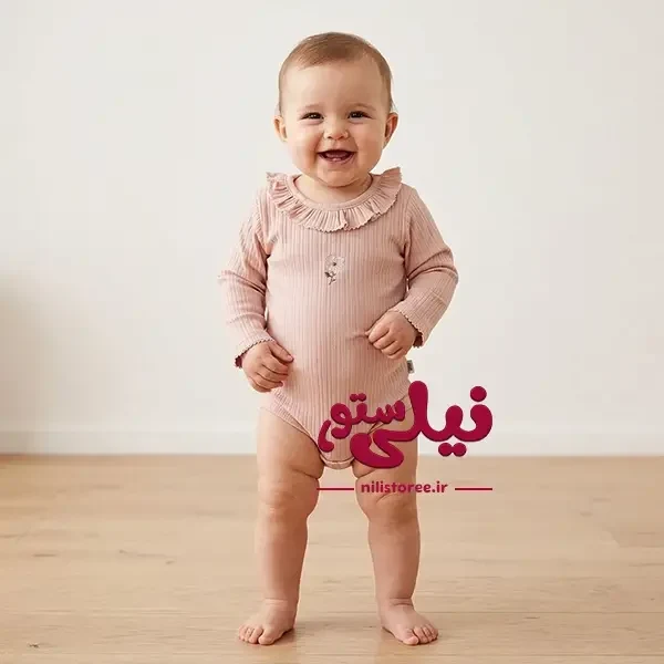 بادی آستین بلند نیلی طرح ماتیلدا سایز 0 —3