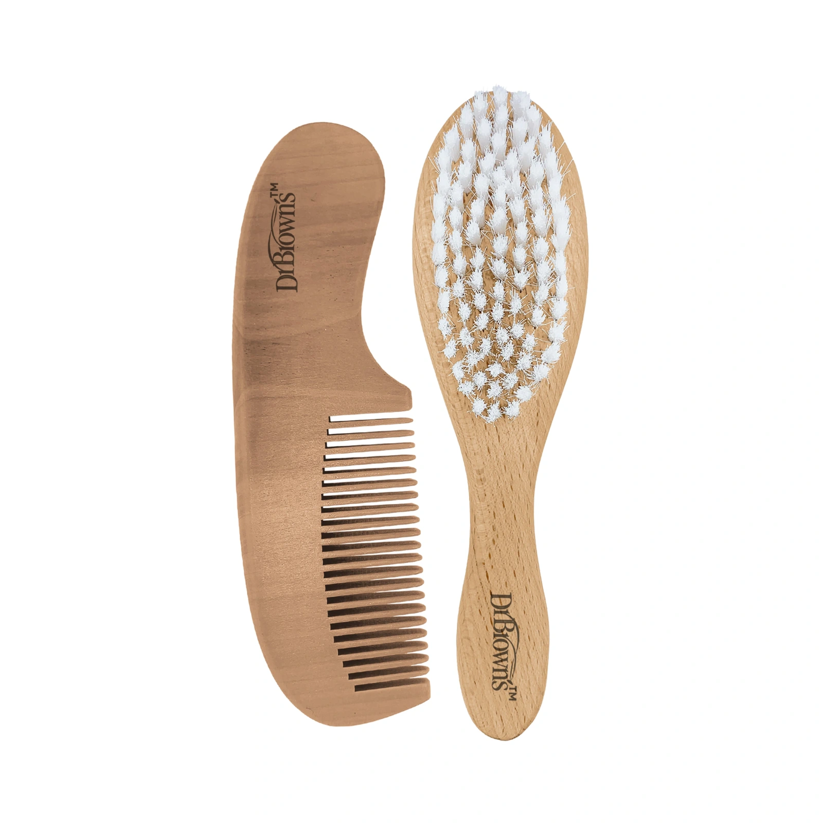 ست برس و شانه چوبی دکتر براون Dr. Brown’s مدل Soft & Safe HG086